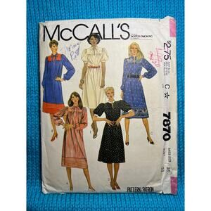 McCalls 7870 Sewing pattern Shift dress puff sleeve size 16